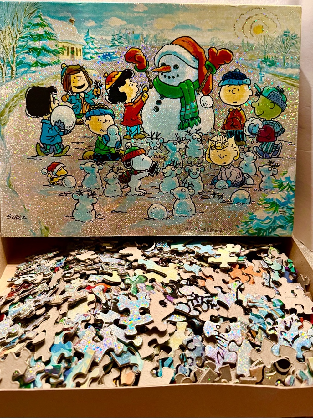 Peanuts Holiday Snowman Jigsaw Puzzle - Sparkly Multi-Color